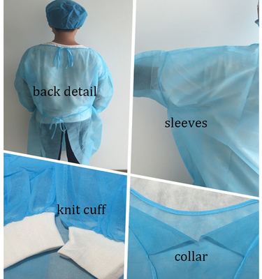 Dust-proof and Waterproof 20gsm blue Disposable Isolation Gown PP PE SMS Isolation Cloth